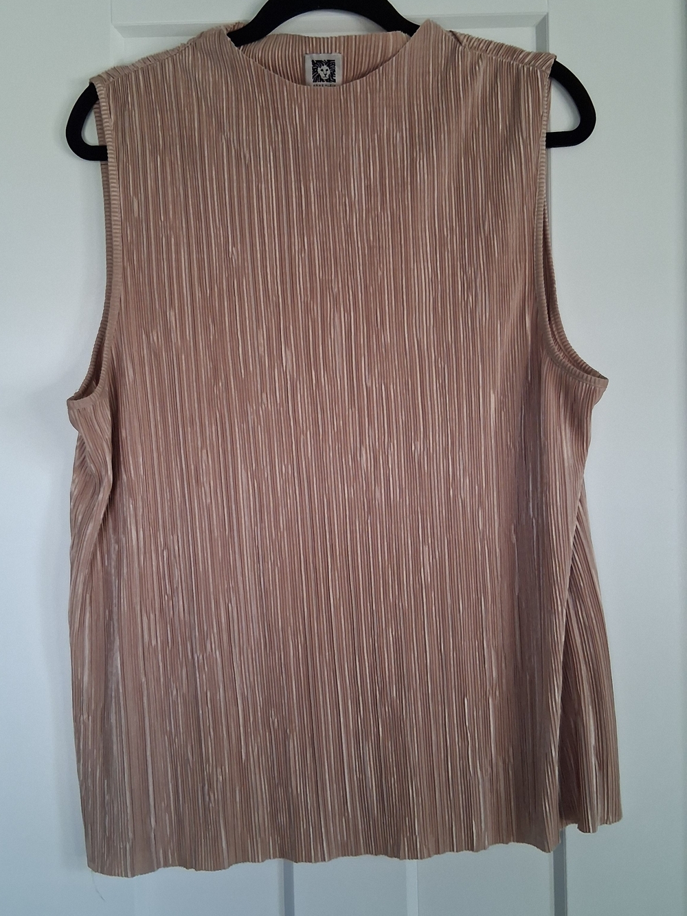 XL Anne Klein Pleated Sleeveless Top Rose Gold Tank Top Mock Neck